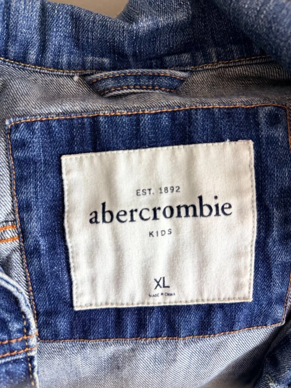 Abercrombie Kids Distressed Blue Denim Trucker Jacket - Size XL